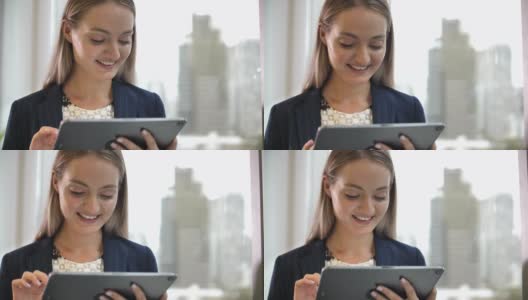 商业女性使用数字平板电脑高清在线视频素材下载