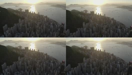 香港无人机日落高清在线视频素材下载