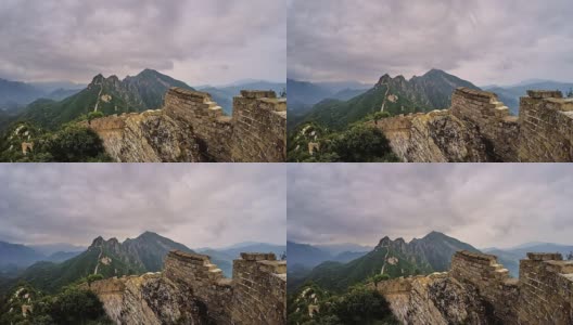 夏季长城绿山，云雾景(延时)高清在线视频素材下载