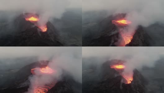 冰岛Fagradalsfjall火山爆发FPV无人机飞越视频高清在线视频素材下载