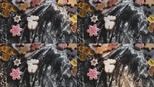 喜庆的姜饼曲奇背景圣诞高清在线视频素材下载