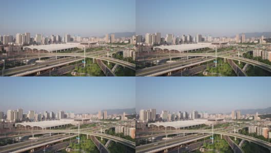 城市立体高架道路鸟瞰图高清在线视频素材下载