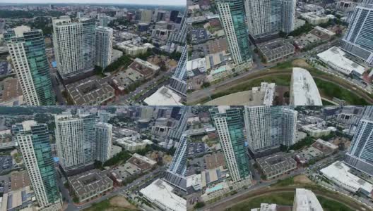 高在奥斯汀德克萨斯天际线城市景观经过摩天大楼和现代公寓高清在线视频素材下载