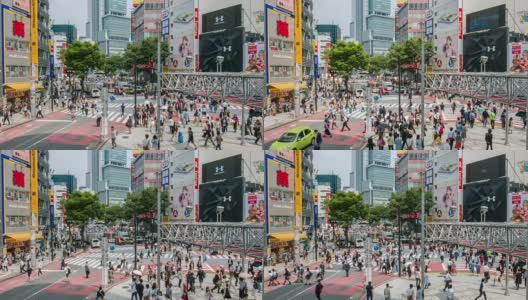 从高处俯瞰东京街道上的行人高清在线视频素材下载