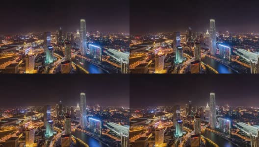 T/L WS HA鸟瞰图美妙的城市景色/天津，中国高清在线视频素材下载