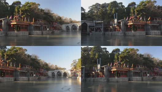 北京苏州街 panning: Suzhou Street belong to ice canal高清在线视频素材下载