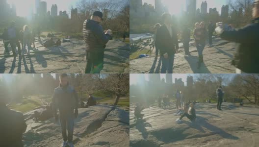 在中央公园散步的视点人高清在线视频素材下载
