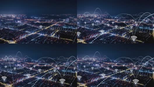 现代城市具有无线网络连接的概念高清在线视频素材下载