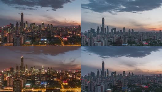 T/L TD北京市区和城市天际线，白天到晚上/北京，中国高清在线视频素材下载