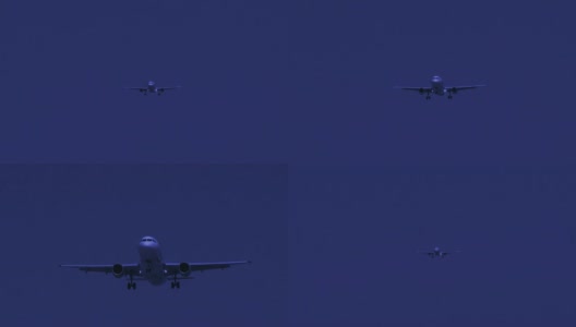 飞机在夜空中接近thè跑道高清在线视频素材下载