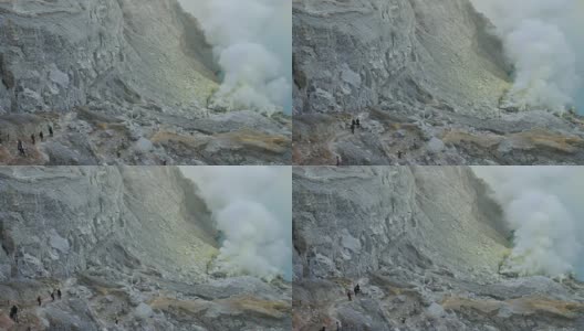 卡瓦伊真火山口湖的硫磺高清在线视频素材下载