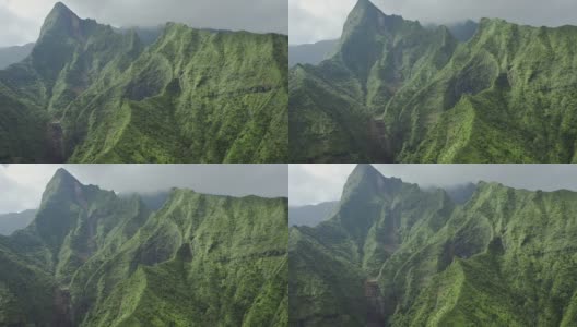 考艾岛，夏威夷的纳帕利海岸山区，航拍高清在线视频素材下载