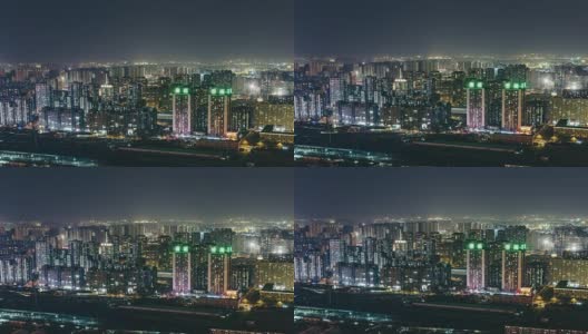 T/L WS HA TD Urban Residential Area at Night /北京，中国高清在线视频素材下载