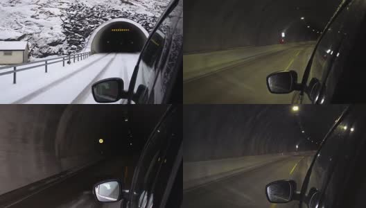 在挪威罗弗敦岛开过隧道的4K视频高清在线视频素材下载