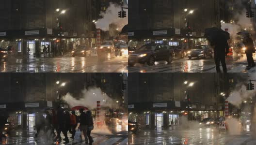纽约市下雨的街景高清在线视频素材下载