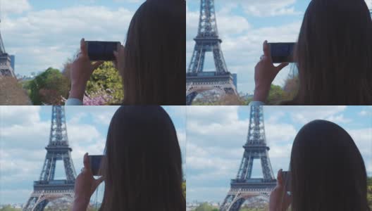拍照的埃菲尔铁塔高清在线视频素材下载