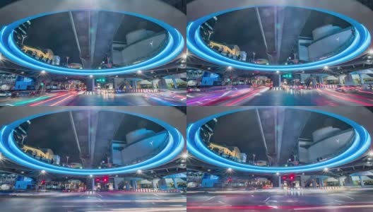 未来照亮交通曼谷城市在夜晚的时间流逝高清在线视频素材下载