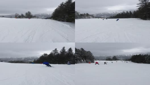 在斯洛伐克山区度假胜地滑雪斜坡的观点高清在线视频素材下载