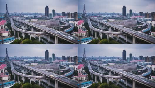 时光流逝——黄昏的杨浦大桥高清在线视频素材下载