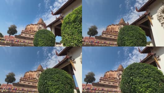 在考古遗址前的平移视图是Wat Chedi Luang Varavihara。高清在线视频素材下载