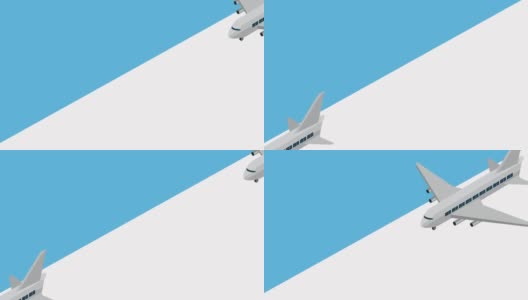 飞机飞行航线的等距动画高清在线视频素材下载