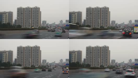 日落时分的现代城市广州，繁忙的交通和城市景观。高清在线视频素材下载