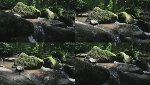 HD起重机:森林中的岩石溪高清在线视频素材下载