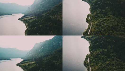 鸟瞰图斯洛文尼亚乡村靠近博希尼湖高清在线视频素材下载