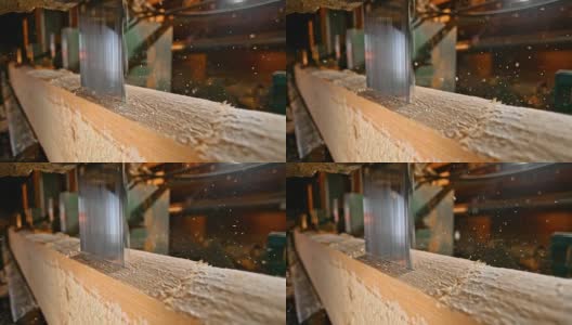 SLO MO垂直锯切割原木高清在线视频素材下载