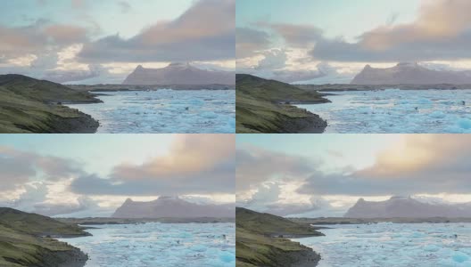 Vatnajokull和Fjallsarlon冰川Jokulsarlon礁湖冰岛日出高清在线视频素材下载