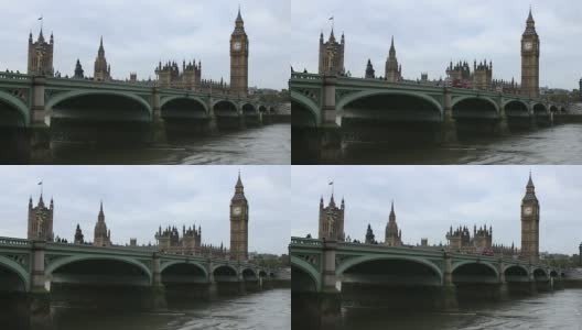 大本钟，下议院和威斯敏斯特桥。高清在线视频素材下载