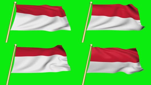 绿色屏幕上的印尼国旗动画高清在线视频素材下载
