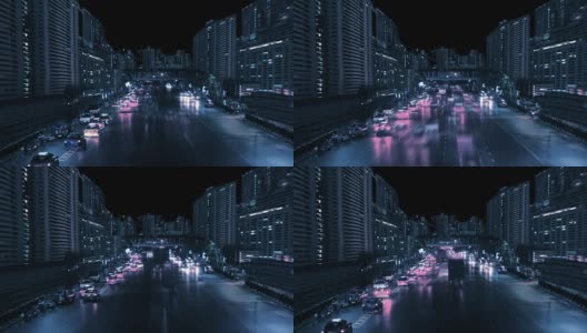 夜晚摩天大楼的城市景观高清在线视频素材下载