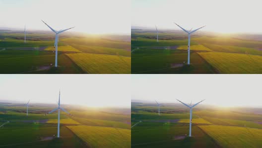 广泛拍摄风力涡轮机，风力农场4K高清在线视频素材下载