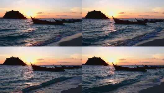 泰国沙都里浦岛的日落海滩上美丽的日落。高清在线视频素材下载