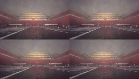 北京雪夜下的紫禁城高清在线视频素材下载