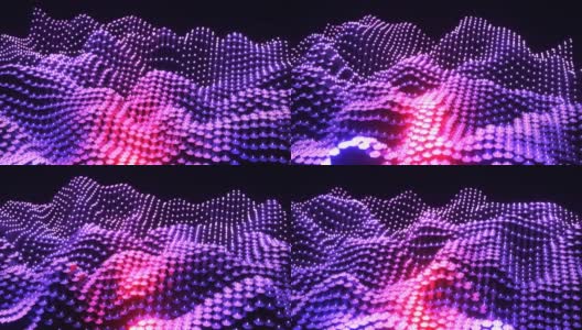 4 k的3 d动画。美丽的抽象波浪技术背景与彩色的形状。数码效果企业理念高清在线视频素材下载