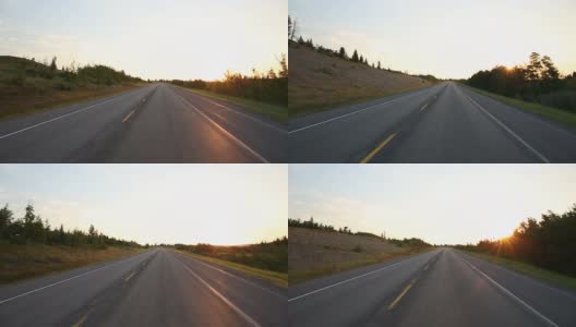 POV从汽车沿着乡村道路，在森林高清在线视频素材下载