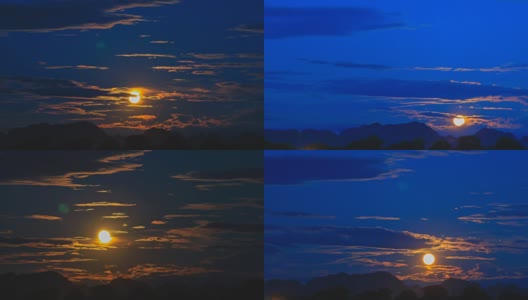 间隔拍摄:月亮上升。(平移)高清在线视频素材下载