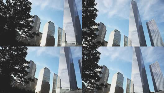 纽约商业区的办公楼和自由大厦高清在线视频素材下载