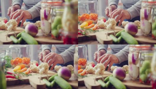 用罐子保存有机蔬菜高清在线视频素材下载