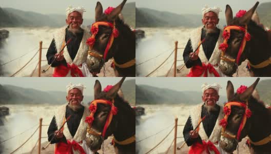 年长的中国男人和他的驴高清在线视频素材下载
