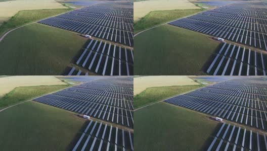 美国德克萨斯州奥斯汀的大型太阳能电池板发电厂无人机俯瞰生产清洁可再生能源的太阳能电池板高清在线视频素材下载