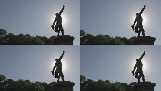 阿根廷布宜诺斯艾利斯帕特里西奥斯公园的贝纳多·德·蒙塔古多铜像。高清在线视频素材下载