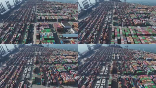 深圳盐田国际集装箱码头航拍影像，中国，Hyperlapse高清在线视频素材下载