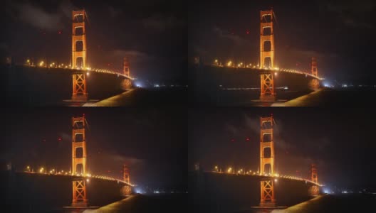 旧金山金门大桥夜景高清在线视频素材下载