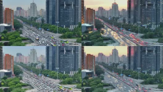 北京现代高架交通，从早到晚高清在线视频素材下载