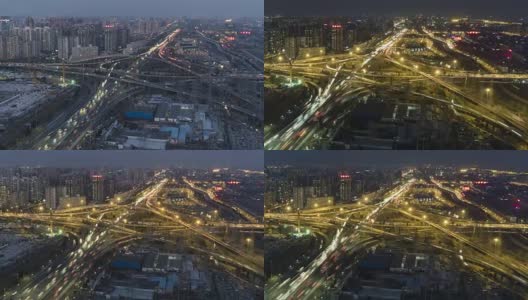T/L WS下潘路交叉口，四惠桥。白天和晚上的过渡/北京，中国高清在线视频素材下载