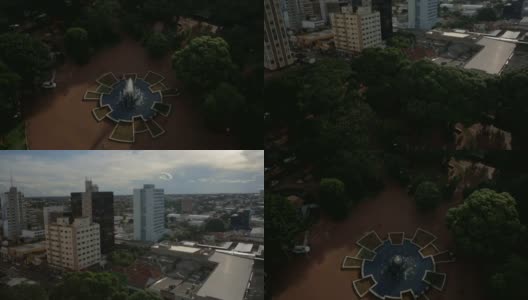 喷泉和建筑在坎波格兰德，MS，巴西高清在线视频素材下载