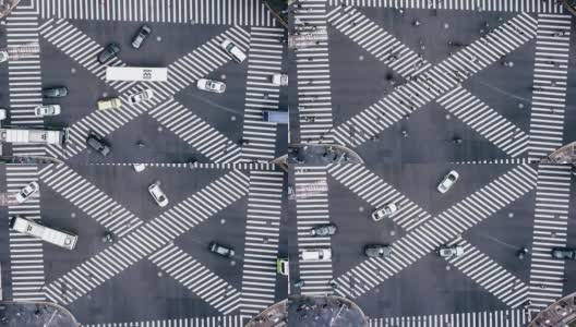 T/L PAN Drone Point of City Street Crossing高清在线视频素材下载